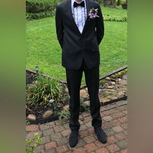 Men's Black Suit Jacket & Trousers - Classic Formal Set for the Tall thin guys!